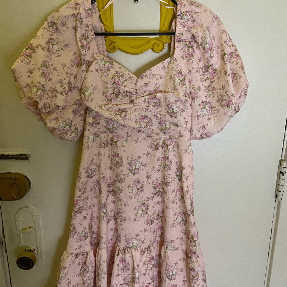 English Factory Textured Floral Mini Dress